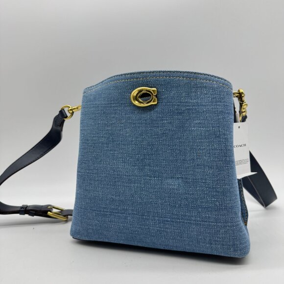 COACH Willow denim small bucket shoulder crossbody bag - BLUE - Picture 7 of 14